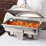 Vollrath 49520 9 Qt. Maximillian Steel Rectangular Chafer Full Size with Stainless Steel Accents