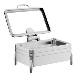 Acopa Manchester 8 Qt. Full Size Stainless Steel Induction / Traditional Dual Purpose Chafer with Glass Top, Soft Close Lid, and Stand with Fuel Holders
