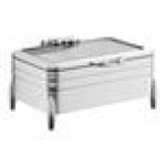 Acopa Manchester 8 Qt. Full Size Stainless Steel Induction / Traditional Dual Purpose Chafer with Glass Top, Soft Close Lid, and Stand with Fuel Holders