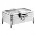 Acopa Manchester 8 Qt. Full Size Stainless Steel Induction / Traditional Dual Purpose Chafer with Glass Top, Soft Close Lid, and Stand with Fuel Holders