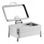 Acopa Manchester 8 Qt. Full Size Stainless Steel Induction / Traditional Dual Purpose Chafer with Glass Top, Soft Close Lid, and Stand with Fuel Holders
