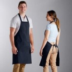 Choice Navy Blue Poly-Cotton Cobbler Apron with 2 Pockets - 29