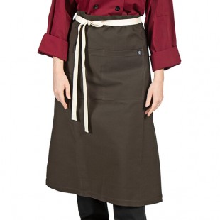Uncommon Chef 3119 Dark Brown Customizable 100% Cotton Canvas Marvel Bistro Apron with Natural Webbing and 1 Pocket - 33