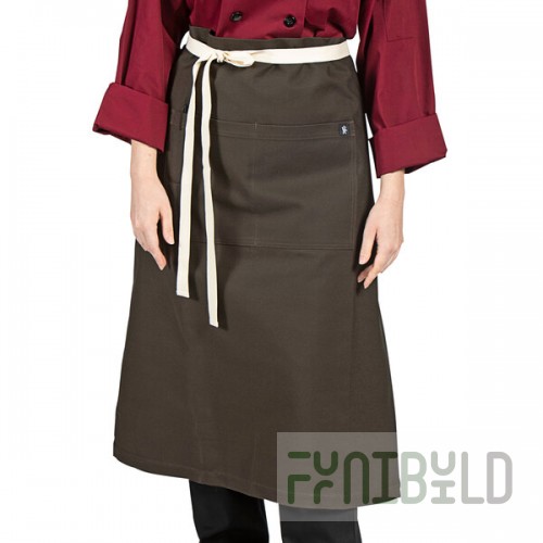 Uncommon Chef 3119 Dark Brown Customizable 100% Cotton Canvas Marvel Bistro Apron with Natural Webbing and 1 Pocket - 33