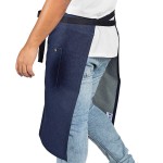 Uncommon Chef 3106 Indigo Customizable 100% Cotton Denim Metro Bistro Apron with Black Webbing and 2 Pockets - 24 Uncommon Chef 3106 Indigo Customizable 100% Cotton Denim Metro Bistro Apron with Black Webbing and 2 Pockets - 24