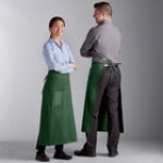 Choice Black and White Pinstripe Poly-Cotton Standard Bistro Apron with 1 Pocket - 33