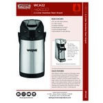 Waring 2.2 Liter Stainless Steel Lined Airpot WCA22