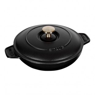 Staub 25 oz. Black Enameled Cast Iron Round Gratin / Roasting Dish with Lid 1004131 Staub 25 oz. Black Enameled Cast Iron Round Gratin / Roasting Dish with Lid 1004131