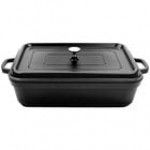 GET Heiss 7.5 Qt. White Enamel Coated Cast Aluminum Rectangular Roasting Pan with Lid CA-017-AWH/BK/CC