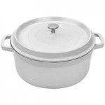 GET Heiss 7.5 Qt. White Enamel Coated Cast Aluminum Rectangular Roasting Pan with Lid CA-017-AWH/BK/CC
