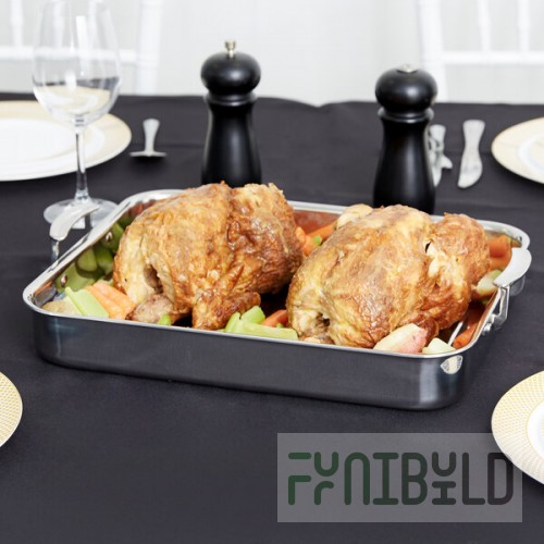 Vollrath 49433 Miramar® Display 4.6 Qt. Tri-Ply Stainless Steel Roasting Pan - 14 11/16