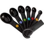 OXO 11110801 Good Grips 1/8 tsp. to 1 Tbsp. 7-Piece Black Measuring Spoon Set OXO 11110801 Good Grips 1/8 tsp. to 1 Tbsp. 7-Piece Black Measuring Spoon Set