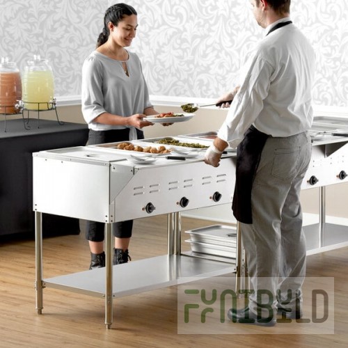 Avantco STE-3S Three Pan Open Well Electric Steam Table with Undershelf - 120V, 1500W
