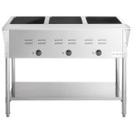Avantco STE-3S Three Pan Open Well Electric Steam Table with Undershelf - 120V, 1500W