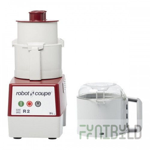 Robot Coupe R2N Combination Food Processor with 3 Qt. / 3 Liter Gray Bowl, Continuous Feed & 2 Discs - 1 hp