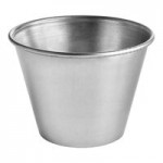 Choice 1.5 oz. Smooth Stainless Steel Round Sauce Cup - 12/Pack