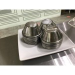 Choice 1.5 oz. Smooth Stainless Steel Round Sauce Cup - 12/Pack