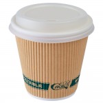 EcoChoice 8 oz. Sleeveless Ripple Kraft Paper Hot Cup and Lid - 100/Case EcoChoice 8 oz. Sleeveless Ripple Kraft Paper Hot Cup and Lid - 100/Case