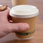 EcoChoice 8 oz. Sleeveless Ripple Kraft Paper Hot Cup and Lid - 100/Case EcoChoice 8 oz. Sleeveless Ripple Kraft Paper Hot Cup and Lid - 100/Case