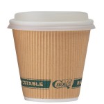 EcoChoice 8 oz. Sleeveless Ripple Kraft Paper Hot Cup and Lid - 100/Case EcoChoice 8 oz. Sleeveless Ripple Kraft Paper Hot Cup and Lid - 100/Case