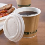 EcoChoice 8 oz. Sleeveless Ripple Kraft Paper Hot Cup and Lid - 100/Case EcoChoice 8 oz. Sleeveless Ripple Kraft Paper Hot Cup and Lid - 100/Case