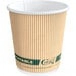 EcoChoice 8 oz. Sleeveless Ripple Kraft Paper Hot Cup and Lid - 100/Case EcoChoice 8 oz. Sleeveless Ripple Kraft Paper Hot Cup and Lid - 100/Case