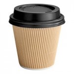 EcoChoice 8 oz. Sleeveless Ripple Kraft Paper Hot Cup and Lid - 100/Case EcoChoice 8 oz. Sleeveless Ripple Kraft Paper Hot Cup and Lid - 100/Case