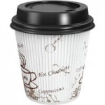 EcoChoice 8 oz. Sleeveless Ripple Kraft Paper Hot Cup and Lid - 100/Case EcoChoice 8 oz. Sleeveless Ripple Kraft Paper Hot Cup and Lid - 100/Case