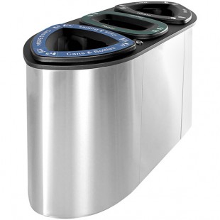 Busch Systems Boka 101230 78 Gallon Stainless Steel Three Stream Decorative Cans and Bottles / Paper / Waste Receptacle Busch Systems Boka 101230 78 Gallon Stainless Steel Three Stream Decorative Cans and Bottles / Paper / Waste Receptacle