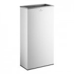 Lancaster Table & Seating 30 Gallon White Powder-Coated Metal Round Decorative Trash Can Lancaster Table & Seating 30 Gallon White Powder-Coated Metal Round Decorative Trash Can
