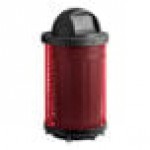 Lancaster Table & Seating 36 Gallon Heavy-Duty Round Red Expanded Steel Outdoor Trash Can with Dome Lid