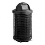 Lancaster Table & Seating 36 Gallon Heavy-Duty Round Red Expanded Steel Outdoor Trash Can with Dome Lid