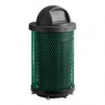 Lancaster Table & Seating 36 Gallon Heavy-Duty Round Red Expanded Steel Outdoor Trash Can with Dome Lid