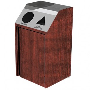 Lakeside 4412RM Stainless Steel Rectangular Refuse / Recycling Station with Front Access and Red Maple Laminate Finish - 26 1/2