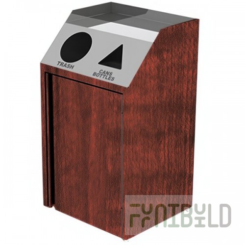 Lakeside 4412RM Stainless Steel Rectangular Refuse / Recycling Station with Front Access and Red Maple Laminate Finish - 26 1/2