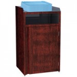 Lakeside 4412RM Stainless Steel Rectangular Refuse / Recycling Station with Front Access and Red Maple Laminate Finish - 26 1/2