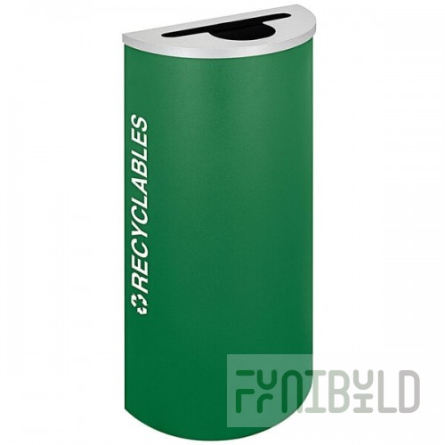 Ex-Cell Kaiser RC-KDHR-R EGX Kaleidoscope Collection Emerald Texture 8 Gallon Customizable Half-Round Recyclables Receptacle