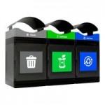 Commercial Zone Avante 60 Gallon Blue / Gray Polyethylene Rectangular Indoor / Outdoor Narrow Two-Stream Trash Can / Recycling Bin with Canopy Tops Commercial Zone Avante 60 Gallon Blue / Gray Polyethylene Rectangular Indoor / Outdoor Narrow Two-Stream Trash Can / Recycling Bin with Canopy Tops