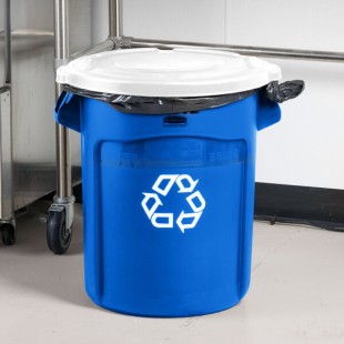 Rubbermaid® BRUTE 20 Gallon Blue Round Recycling Can and White Lid Rubbermaid® BRUTE 20 Gallon Blue Round Recycling Can and White Lid