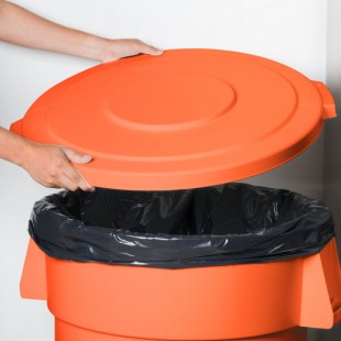 Carlisle 84104524 Bronco 44 Gallon Orange Flat Round Trash Can Lid