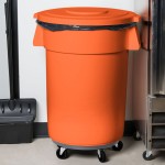 Carlisle 84104524 Bronco 44 Gallon Orange Flat Round Trash Can Lid Carlisle 84104524 Bronco 44 Gallon Orange Flat Round Trash Can Lid