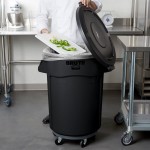 Rubbermaid® 690FG44TCBKK BRUTE 44 Gallon Black Executive Round Trash Can with Lid and Dolly Kit
