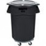 Rubbermaid® 690FG44TCBKK BRUTE 44 Gallon Black Executive Round Trash Can with Lid and Dolly Kit