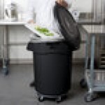 Rubbermaid® 690FG44TCBKK BRUTE 44 Gallon Black Executive Round Trash Can with Lid and Dolly Kit