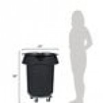 Rubbermaid® 690FG44TCBKK BRUTE 44 Gallon Black Executive Round Trash Can with Lid and Dolly Kit