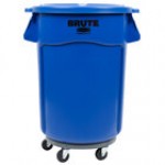 Rubbermaid® 690FG44TCBKK BRUTE 44 Gallon Black Executive Round Trash Can with Lid and Dolly Kit