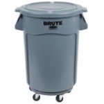 Rubbermaid® 690FG44TCBKK BRUTE 44 Gallon Black Executive Round Trash Can with Lid and Dolly Kit
