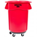Rubbermaid® 690FG44TCBKK BRUTE 44 Gallon Black Executive Round Trash Can with Lid and Dolly Kit