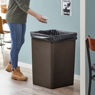 Lavex 35 Gallon Brown Square Trash Can