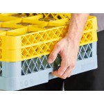 Noble Warewashing 16-Compartment Gray Full-Size Glass Rack with 2 Yellow Extenders Noble Warewashing 16-Compartment Gray Full-Size Glass Rack with 2 Yellow Extenders